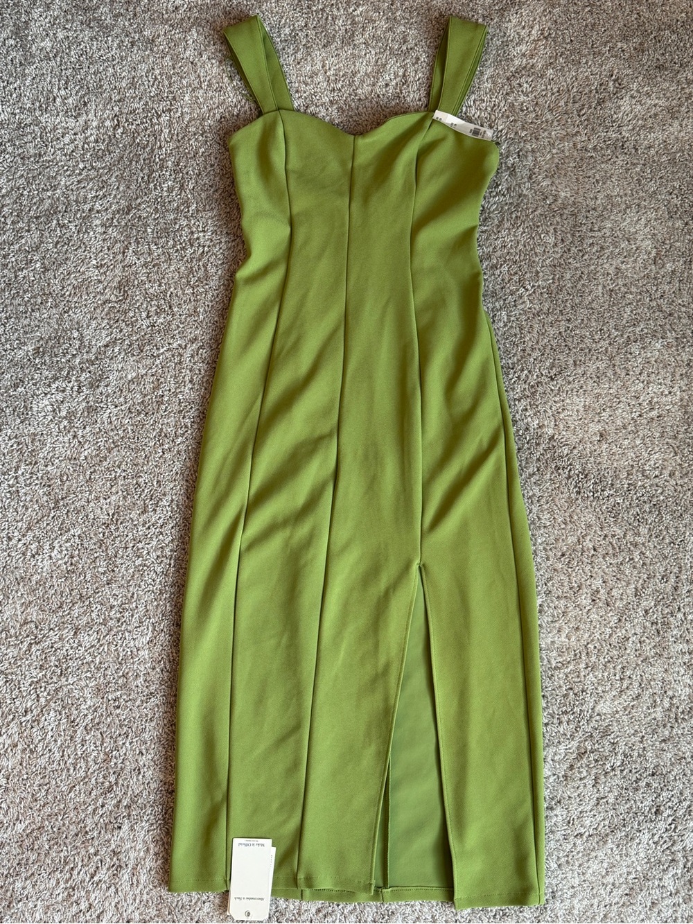 Abercrombie & Fitch Fitted Sleeveless Midi Dress w/ Sweetheart Neckline in Green - Picture 1 of 5